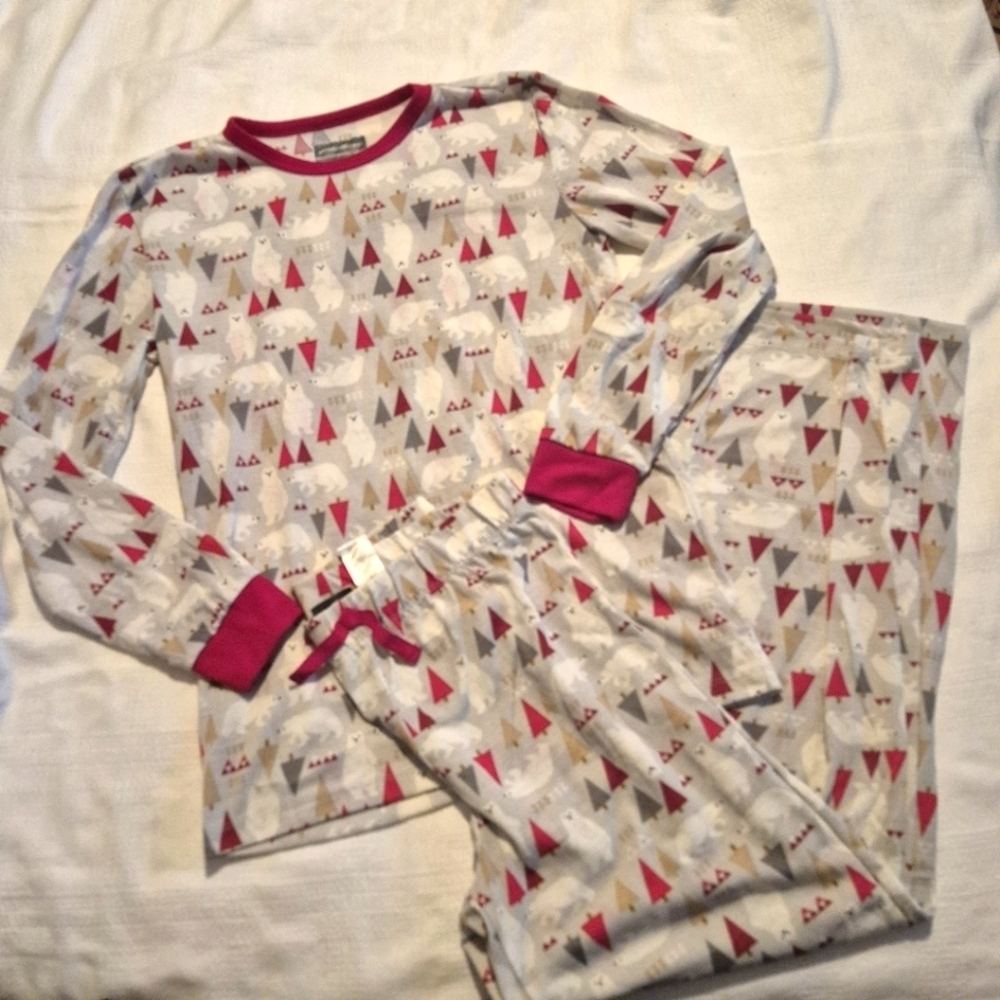 Eddie Bauer boys size Large or 14/16 gray pajamas with polar bear & tree NWOT